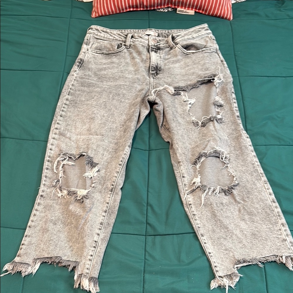Distressed Gray Jeans